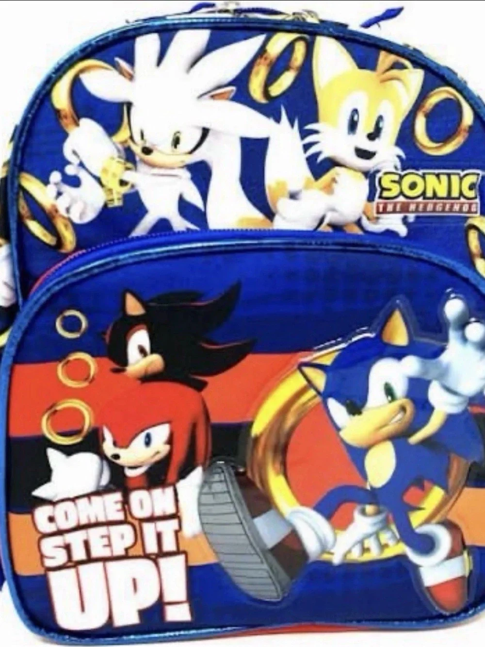 Blue Red Sonic the Hedgehog Kids Backpack – Rings Graphic